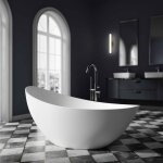 Bernstein - baignoire îlot acrylique ovale design 184x79x77cm blanc mat + bonde et trop plein - vice ... Bernstein - baignoire îlot acrylique ovale design 184x79x77cm blanc mat + bonde et trop plein - vice ...