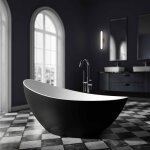 Baignoire îlot acrylique ovale design 184x79x77cm noir / blanc mat + bonde et trop plein - vice 2. 0 ... Baignoire îlot acrylique ovale design 184x79x77cm noir / blanc mat + bonde et trop plein - vice 2. 0 ...