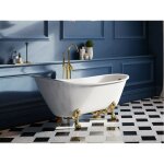 Baignoire lot blanc sur pieds pattes de lion dores olaya 160x68