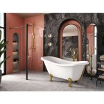 Baignoire lot blanc sur pieds pattes de lion dores otylia 160x77