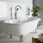 Baignoire lot charly blanche rtro + pieds conique chrome