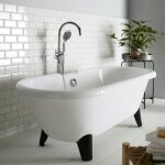 Baignoire lot charly blanche rtro + pieds conique noir