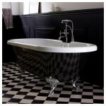 Baignoire lot charly noire avec pieds patte d'aigle chrome