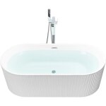 Baignoire lot ovale acrylique blanche cannele 169 x 80 cm design moderne gocta