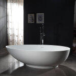 Bernstein - baignoire îlot ovale design en fonte minérale pour salle de bain, isolation thermique - blanc ... Bernstein - baignoire îlot ovale design en fonte minérale pour salle de bain, isolation thermique - blanc ...