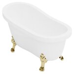 Baignoire �lot r�tro avec pieds de lion dor�s - 200 l - 145 x 74 x 77 cm - blanche - nisos ii