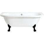 Baignoire murale 168&445x78cm avec pieds pattes de lion noirs