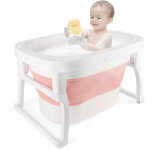 Baignoire pliable b�b�, plastique bain bebe, avec capteur de temp�rature et tabouret, capacit� de charge ...