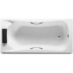 Roca - baignoire rectangulaire becool  encastrer avec appuie - tte amovible et poignes chromes, 190x80cm, ...