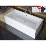 Otitec - baignoire rectangulaire blanc - quadro - 180x80 - avec tablier - repose tte offert - blanc