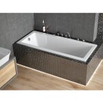 Otitec - baignoire rectangulaire blanche � encastrer + repose t�te - modern slim - 140 x 70
