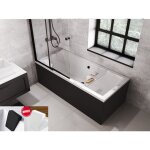 Otitec - baignoire rectangulaire noir mat - quadro - 180x80 - avec tablier - repose t�te offert - noir ...