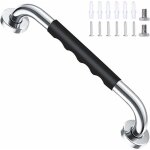 Baignoire de s�curit� noir 40cm, antid�rapant, barre d'appui en acier inox murale, pour salle de bains ...