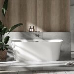 Baignoire semi - îlot droite acrylique 170x80x58cm blanc mat + bonde et trop plein - nova blanc mat - ... Baignoire semi - îlot droite acrylique 170x80x58cm blanc mat + bonde et trop plein - nova blanc mat - ...