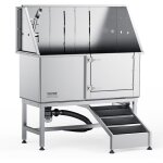 Baignoire toilettage de chien 1270 mm baignoire pour chiens acier inox baignoire chat avec boite a savon, ...