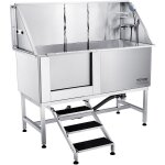 Baignoire toilettage chien 1574, 8 mm baignoire pour chiens acier inox baignoire chat avec boite a savon ...