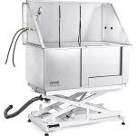 Baignoire de toilettage chien electrique 127 cm baignoire pour chien chat acier inox avec boite a savon, ...
