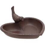 Bain d'oiseaux en fonte - coeur - l 14, 9 cm x l 17 cm x h 7, 8 cm - livraison gratuite