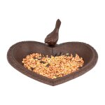 Bain d'oiseaux en fonte - coeur - l 14, 9 cm x l 17 cm x h 7, 8 cm - livraison gratuite
