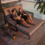 Bain de soleil 2 places - chaise longue de jardin d�montable et modulable - en fer galvanis� et cordage ...