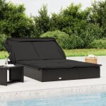 Bonnevie - bain de soleil 2 places avec toit - chaise de jardin transat de jardin - pliable noir 213x118x97 ...