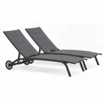 Solys - lot de 2 bains de soleil en aluminium noir