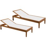 Miliboo - bains de soleil blanc et bois massif (lot de 2) naveen