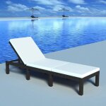 Bonnevie - bain de soleil chaise de jardin transat de jardin - avec coussin rsine tresse noir bv494323 ...