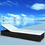 Bonnevie - bain de soleil chaise de jardin transat de jardin - avec coussin rsine tresse noir bv962753 ...