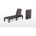 Bain de soleil - chaise longue - transat de soleil rsine imitation rotin tress - dossier rglable - ...