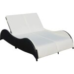 Bonnevie - bain de soleil double chaise de jardin - transat de jardin avec coussin rsine tresse noir ...
