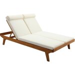 Miliboo - bain de soleil double avec dossiers multipositions beige et bois massif l127 cm caracas