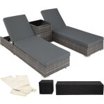 Helloshop26 - bain de soleil duo 5 positions avec 2 sets de housses + housse de protection gris