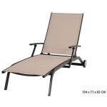 Bain de soleil inclinable avec accoudoirs - taupe