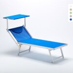 Bain de soleil de jardin transat professionnel en aluminium piscine italia - bleu