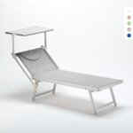 Bain de soleil de jardin transat professionnel en aluminium piscine italia - gris