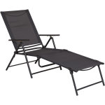 Bain de soleil pliable transat inclinable 5 positions chaise longue grand confort avec accoudoirs dim. ...