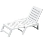 Bain de soleil pliant orfeo en re'sine antichoc blanche 177x61x30 cm pour jardin mer piscine