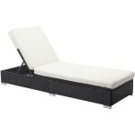 Bain de soleil en r�sine tress�e noir et matelas blanc sunny