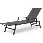 Bain de soleil en rotin pe, chaise longue d'ext�rieur avec cadre m�tallique et galvanis�, fauteuil inclinable ...