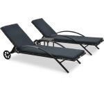 Bonnevie - bain de soleil avec table chaise de jardin - transat de jardin rsine tresse anthracite bv102850 ...