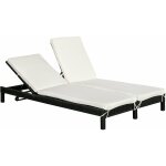 Outsunny - bain de soleil transat 2 places - grand confort - dossier inclinable multi - positions - matelas ...