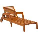 Bain de soleil transat inclinable 3 positions - accoudoirs, roues - bois de m�l�ze verni