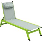 Outsunny - bain de soleil transat inclinable 5 positions - ttire, 2 roulettes - alu. textilne vert ...