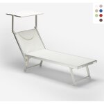 Bain de soleil transat de plage professionnel pare - soleil santorini - blanc