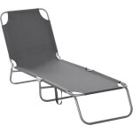 Bain de soleil transat pliable dossier r�glable multipositions m�tal et polyester gris
