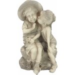 Baisser enfants fille et garon statue de dcor de jardin, polyrsine, pierre antique, superma, 1 pice ...