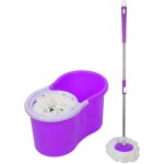 Balai serpillire magique rotatif et seau essoreur 2 ttes violet