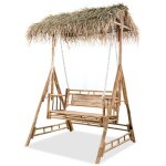 Balancelle � 2 places avec feuilles de palmier bambou 202 cm