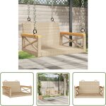 Balancelle beige 63x62x40 cm r�sine tress�e - balancelle jardin - chaise suspendue - fauteuil ext�rieur ...